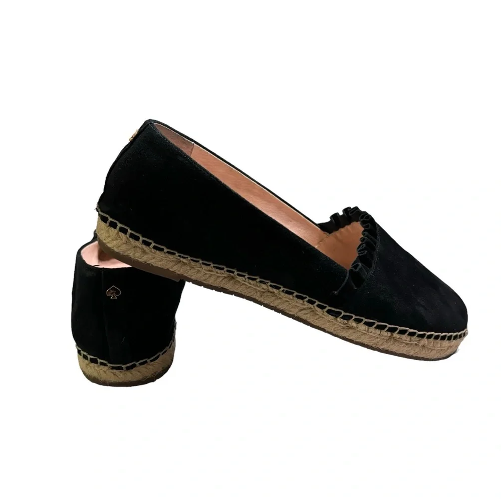 kate spade Black Suede Espadrille Flats